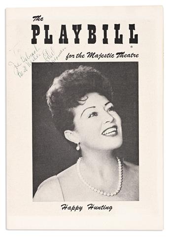 MERMAN, ETHEL. Group of 4 programs Signed: Girl Crazy * Call Me Madam * Happy Hunting * Hello Dolly!